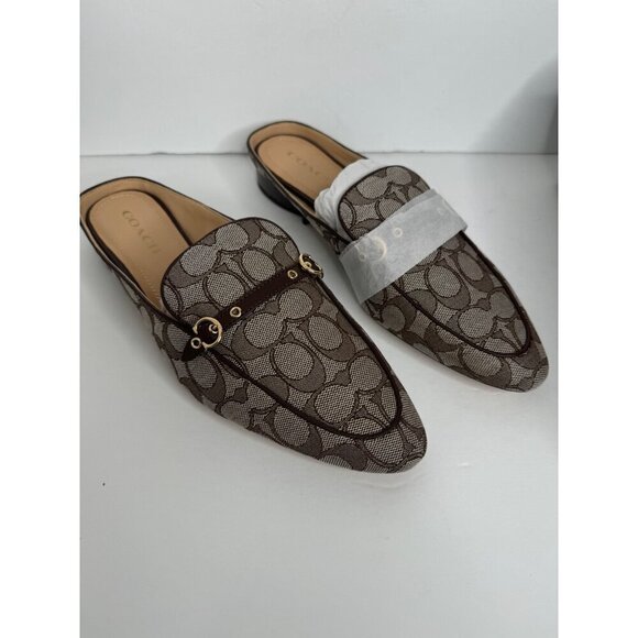 Coach Irene Jacquard Mules in Oak Maple Signature Backless Slipper Shoe Size 11 - Picture 3 of 6